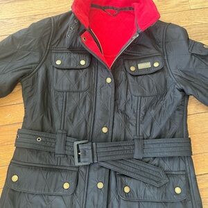 Barbour International Black Quilted Jacket with Fleece Lining